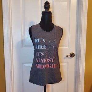 Disney Princess Cinderella "Run Like It’s Almost Midnight" Gray Tank Top MEDIUM